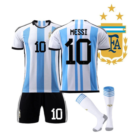 Argentina No. 10 Lionel Messi Jersey, Argentina Soccer Jersey 2022, Messi Shirt Short for Boys Girls Sleeve Football Kit, Kids/Children/Child/ Soccer Fans Gifts