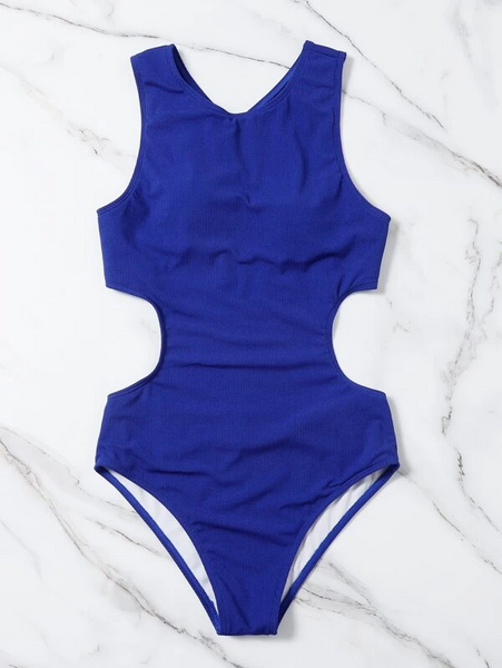Rib Cut-out One Piece Swimsuit